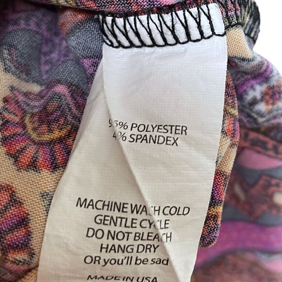 LULAROE Boho Midi Skirt Size Large Stretch Jersey Red Aztec Print Pullon High Lo - Picture 8 of 8